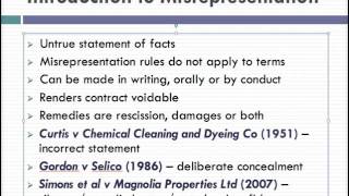 Misrepresentation Lecture 1 of 4 [upl. by Dickey525]