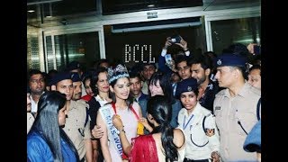 Miss World 2017 Manushi Chhillar Arrives At Mumbai Airport [upl. by Ieluuk]