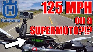 125 MPH ON A SUPERMOTO Husqvarna 701 Supermoto [upl. by Ahsinoj]